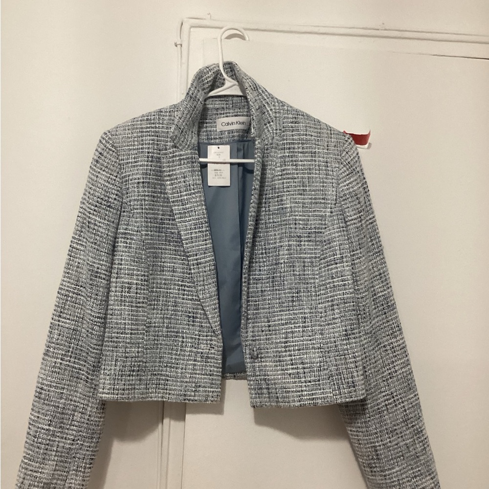 Calvin Klein Gray Blazer Tailored Fit Notched Lapel